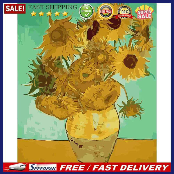 Art Hand Painted Oil Paint By Numbers Colorful Flowers Digital Drawing Decor