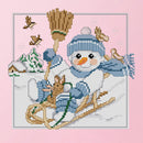 14CT Stamp DIY Room Needlework Christmas Snowman Canvas Cross Stitch (K704)