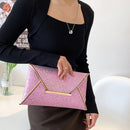 Women PU Evening Bag Solid Sequins Envelope Zipper Handbag Ladies Wedding Purse
