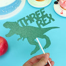 Birthday Boys and Children Cake Toppers Three Rex Dinosaur Cake Decor Sparkling