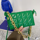Women Geometric PU Messenger Bag Fashion Solid Color Chain Rectangle Handbags