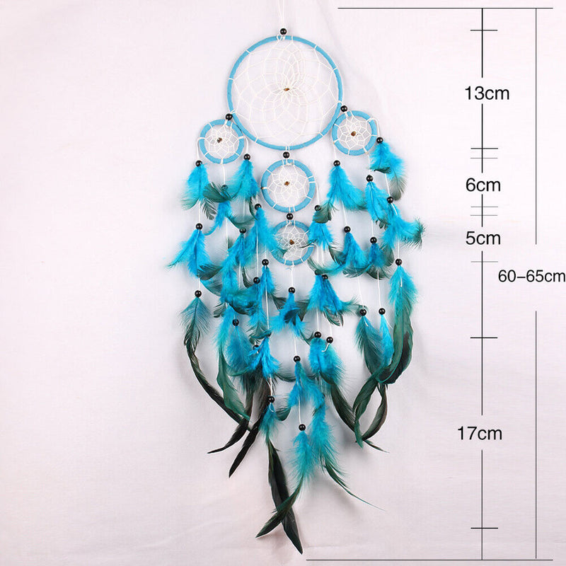 Blue Dream Catcher Net with Feathers Wall Hanging Decoration Ornament Home Car De