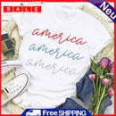 Independence Day Print Letter Tea T-Shirt (White S)