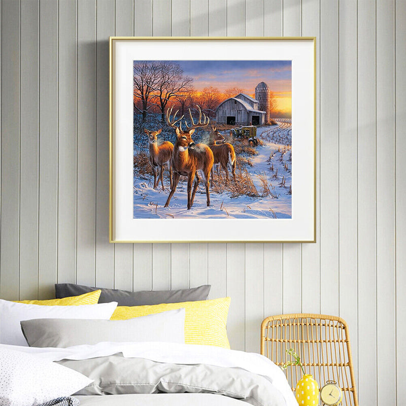 Oil Paint By Numbers Picture DIY Drawing Farmhouse Deer Acrylic Paint Decor Art