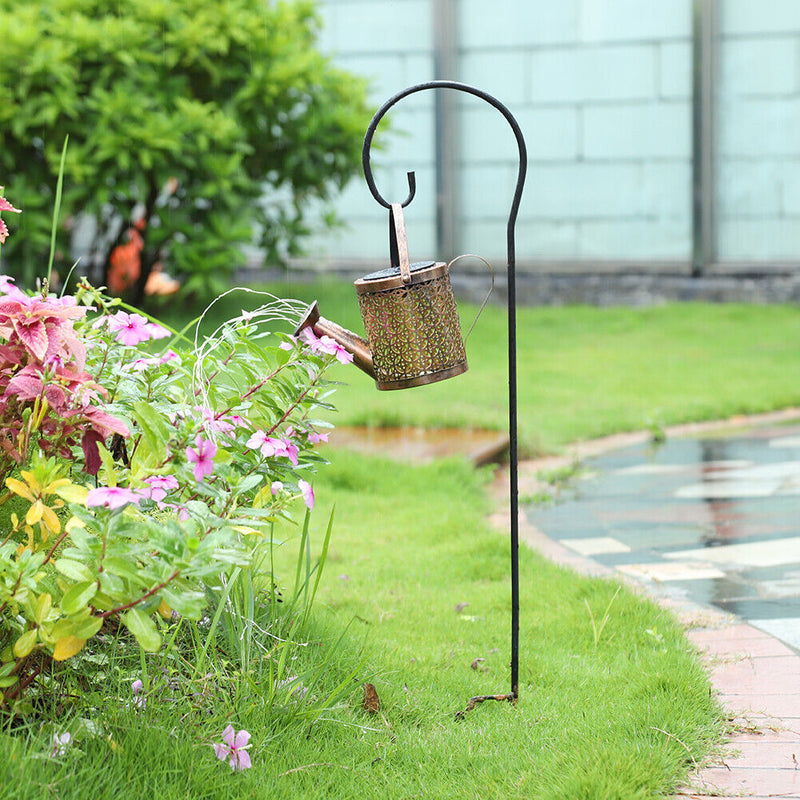 Solar LED Watering Can Lamp Hanging Bracket Holder Garden Pathway Decoration