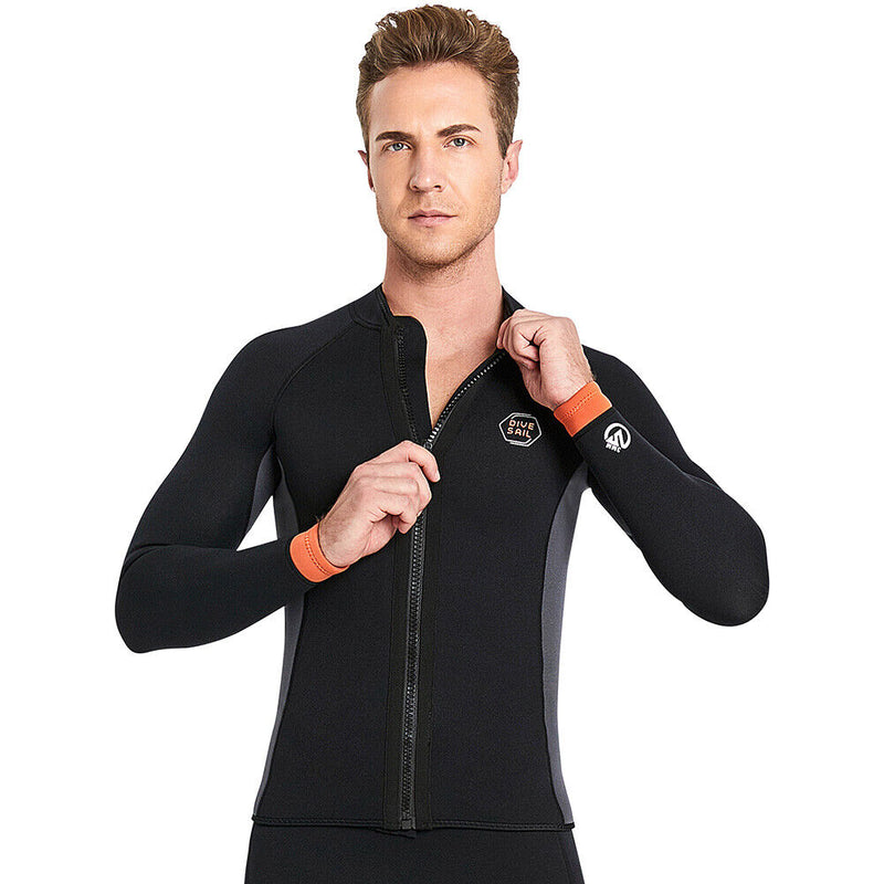 DIVE&SAIL Men 3mm Neoprene Wetsuit Jacket Top Scuba Diving Wet Suit (S)