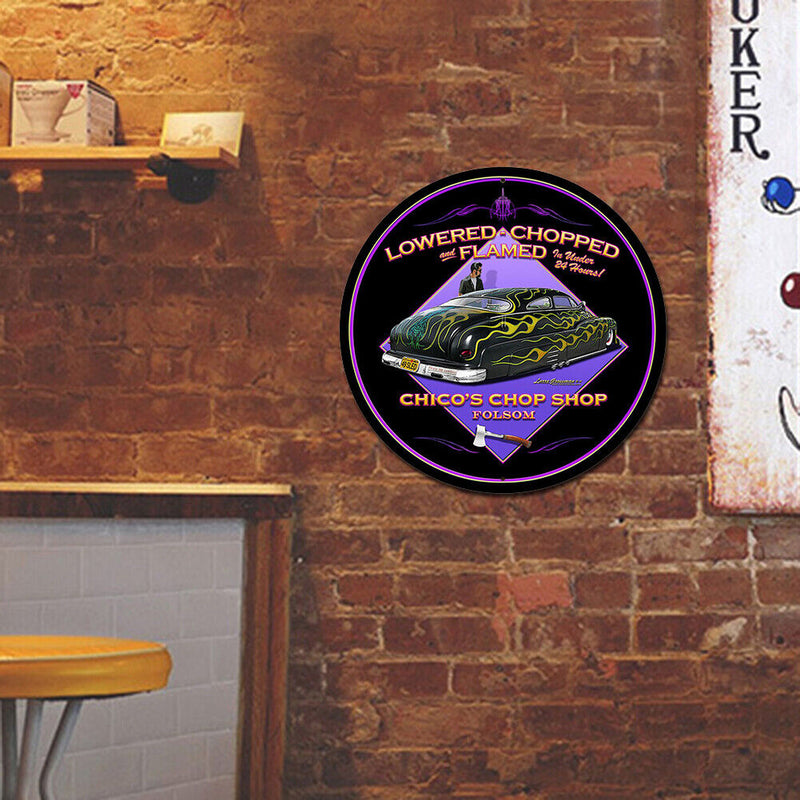 Car Round Retro Metal Plate Tin Sign Plaque Poster for Bar Club Cafe Crafts