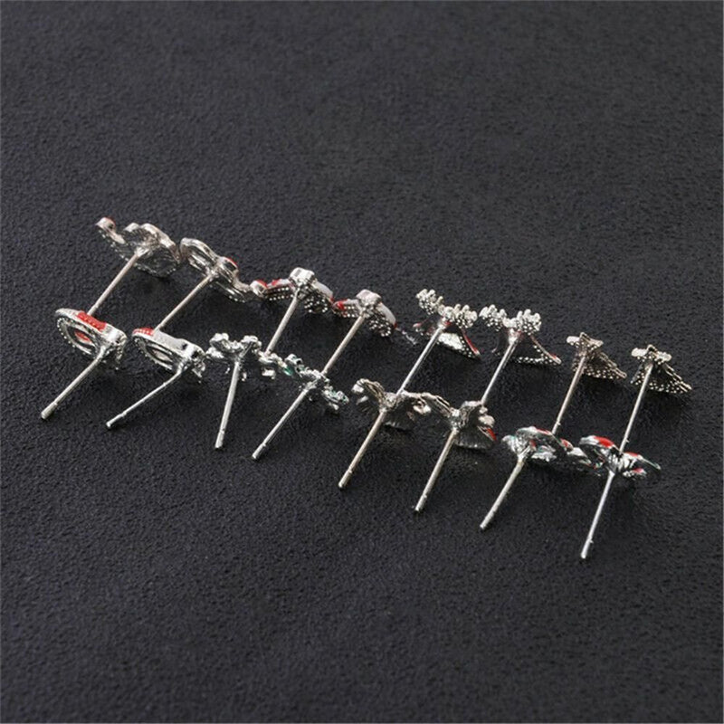 Women 8Pcs/Set Gift Santa Deer Christmas Tree Snowflake Xams Stud Earrings