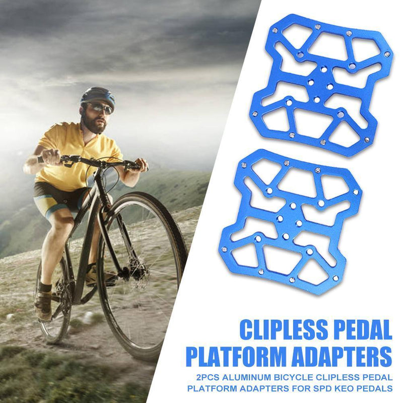2pcs Bicycle Clipless Pedal Platform Adapters for SPD KEO Pedals (Blue) Newly