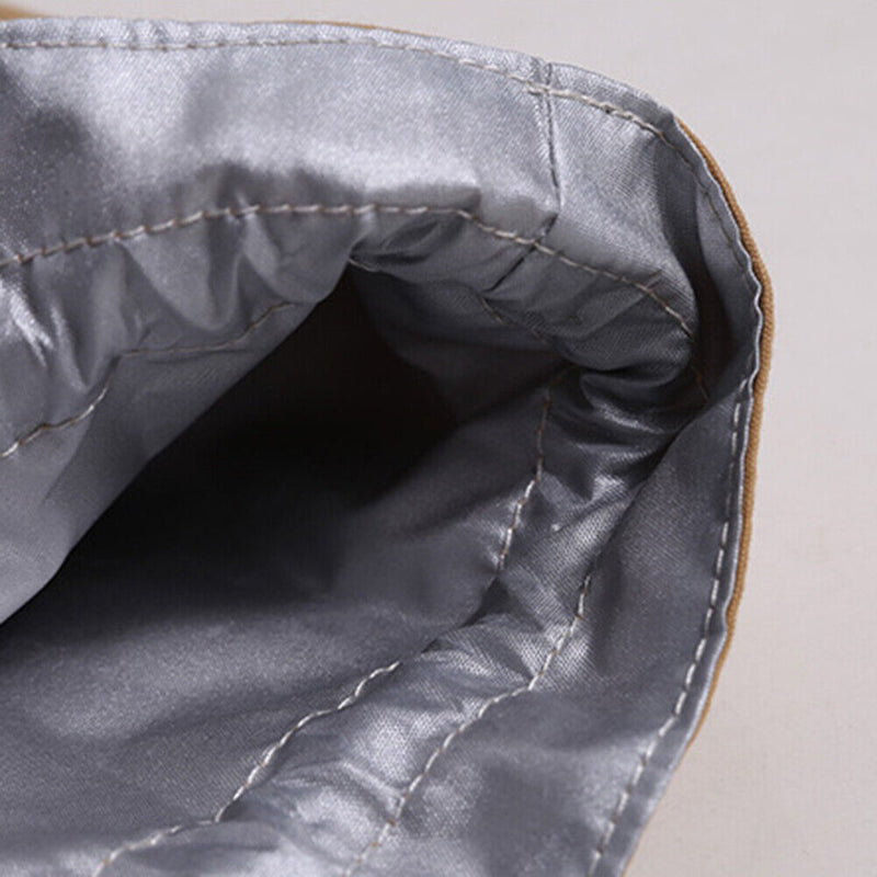 Canvas Insulation Bag Industrial Style Drawstring Lunch Box Pouch (Yellow) Newly