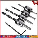 4Pcs HSS 5 Flute Countersink Drill Bit Set Screw Woodworking Chamfer Tool
