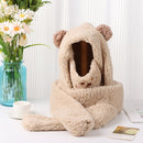 Cute Caps Winter Warm Bear Ear Hat Hat Scarf Set Beanies Caps Earflap Earmuff