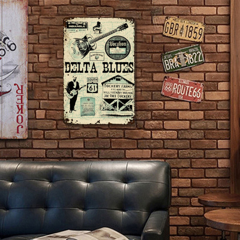 Delta Blues Poster Plate Metal Tin Sign Plaque for Bar Pub Club Wall Home D