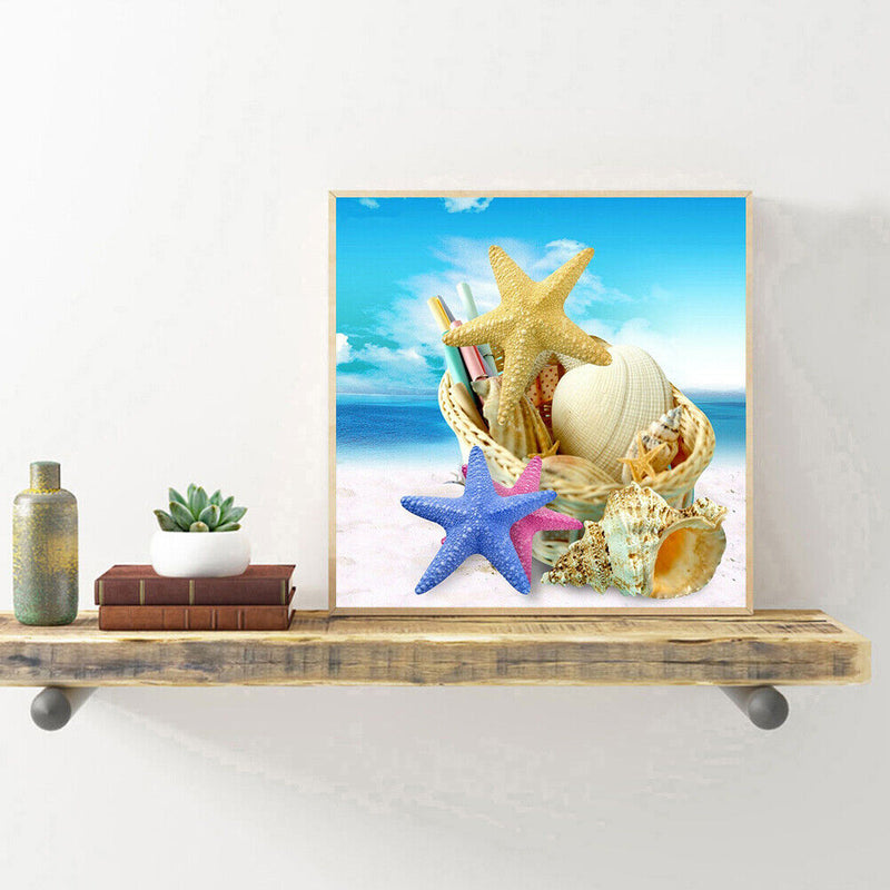 Conch Sea Star Full Round Drill Mosaic Wall Art Picture of Rhinestone Decoration