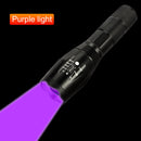 150LM XPE+UV Mini Zoomable Flashlight White+Purple Light 395nm Backlight Torch