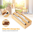 #A Bamboo Wood Wrap Dispenser Cutter Food Wrap Cling Film Holder Organizer Kitch