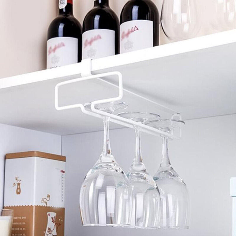 Home Wine Glass Holder Cabinet Stemware Organizer Rack Kitchen Tool (White)