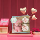 Coral Fleece Bear Towels Scented Soap Flowers with Clear Box Set (Pink) Newly