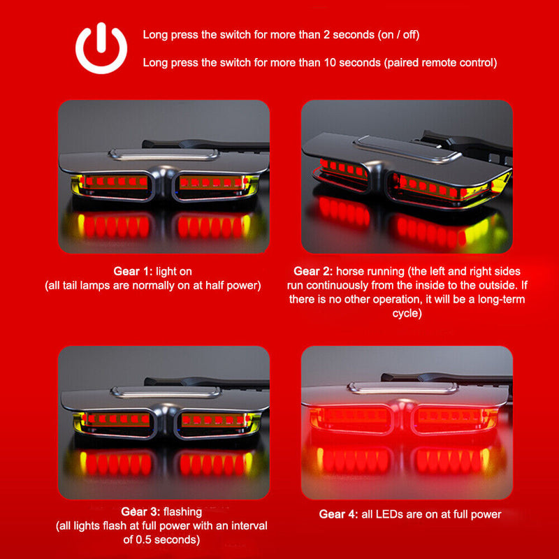 20 LED Bicycle Remote Control Indicator Tail Light Waterproof Bicycle Warning Lamp