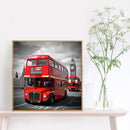 Round Drill Diamond Painting Double-Decker Bus Diamond Embroidery for Wall Gift
