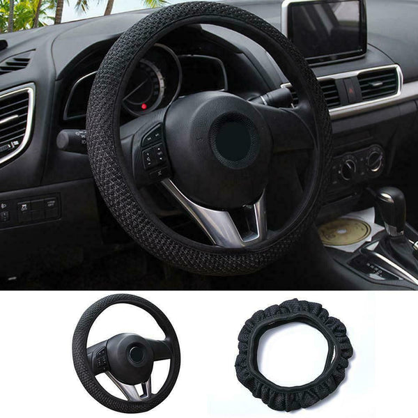 Schwarzes Auto Lenkradbezug Mikrofaser Leder Atmungsaktiv Anti-Rutsch 15 B4T2