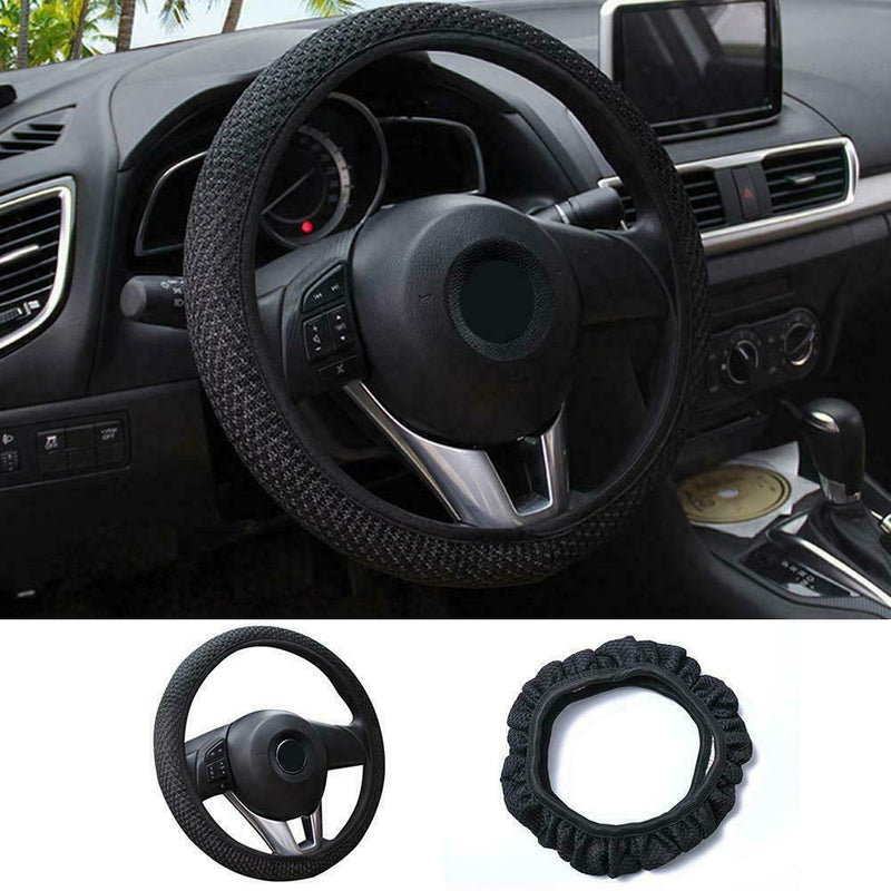 Schwarzes Auto Lenkradbezug Mikrofaser Leder Atmungsaktiv Anti-Rutsch 15 B4T2