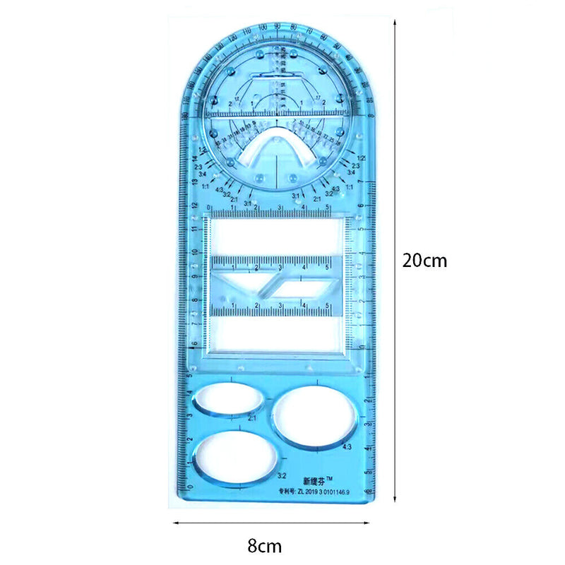 Multifunctional Geometric Ruler School Office Drawing Template Measuring Tools