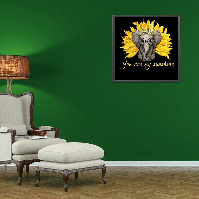 5D Rhinestone DIY Sunflower Elephant Full Round Drill Diamond Painting Craft Kit