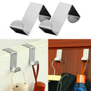 2pcs Door Hook Stainless Steel Kitchen Cabinet Clothes Pothook Hanger Holders