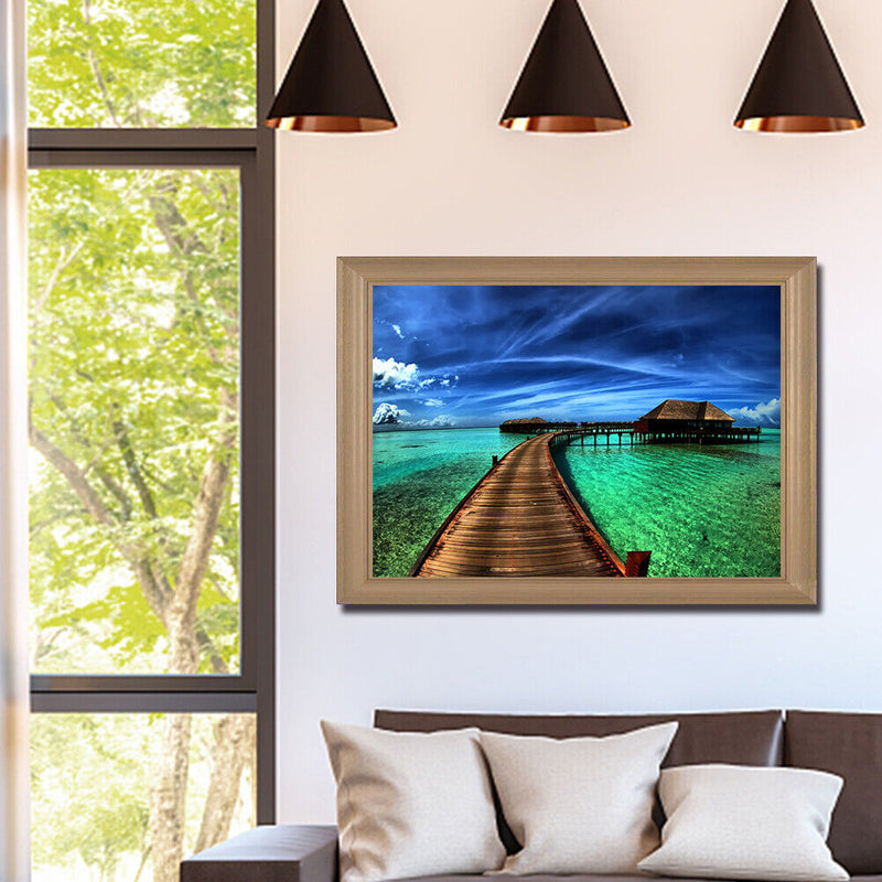 Canvas Paint By Numbers Sea Cabin Oil Hand Painted Drawing Kit Home Decor
