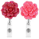 ID Name Card Clip Retractable Key Ring Rose Shape Badges Holder Badge Reel