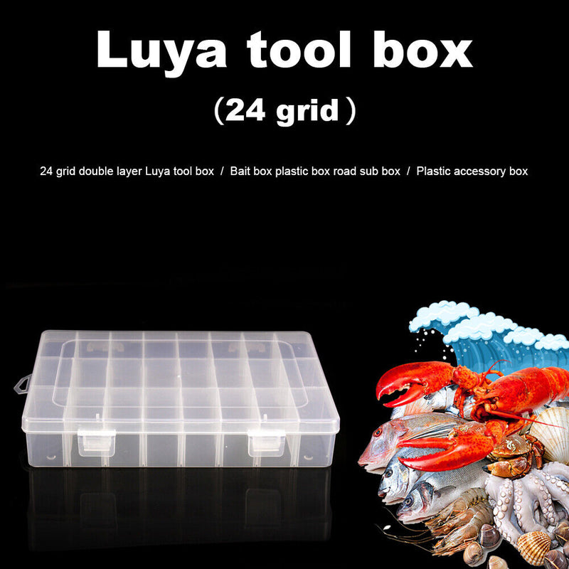 Double Layer Bait Lure Sorting Box Fishing Tackle Case Organizer (24 Slots)