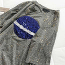 Women Summer Star Pattern Sequins Round Collar Tops Fashion Party Casual Tees
