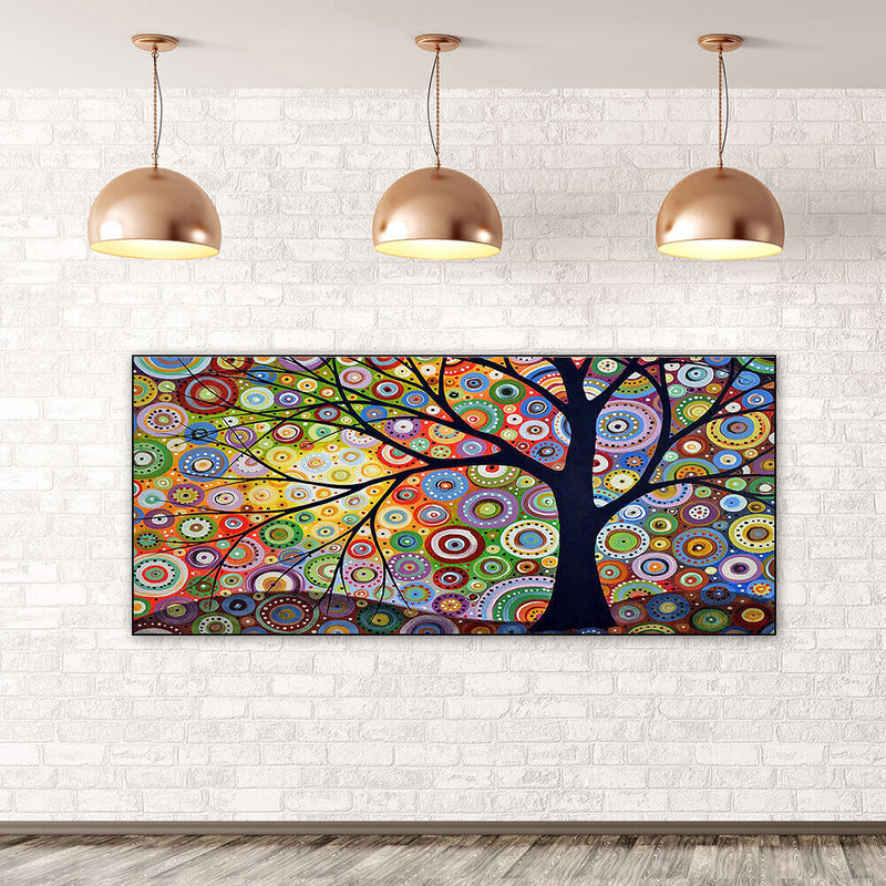 Color Tree Oil Paint By Numbers DIY Handpainted on Canvas Wall Picture Unfr