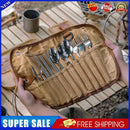 12pcs Camping Tableware Storage Bag Cutlery Organizer Roll BBQ Picnic Carry Case