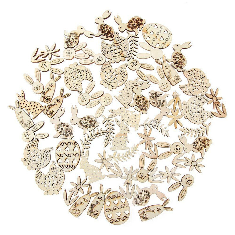 Wooden Eggs DIY Craft Easter Rabbit Wood Chips Easter Decorations Wood Slice
