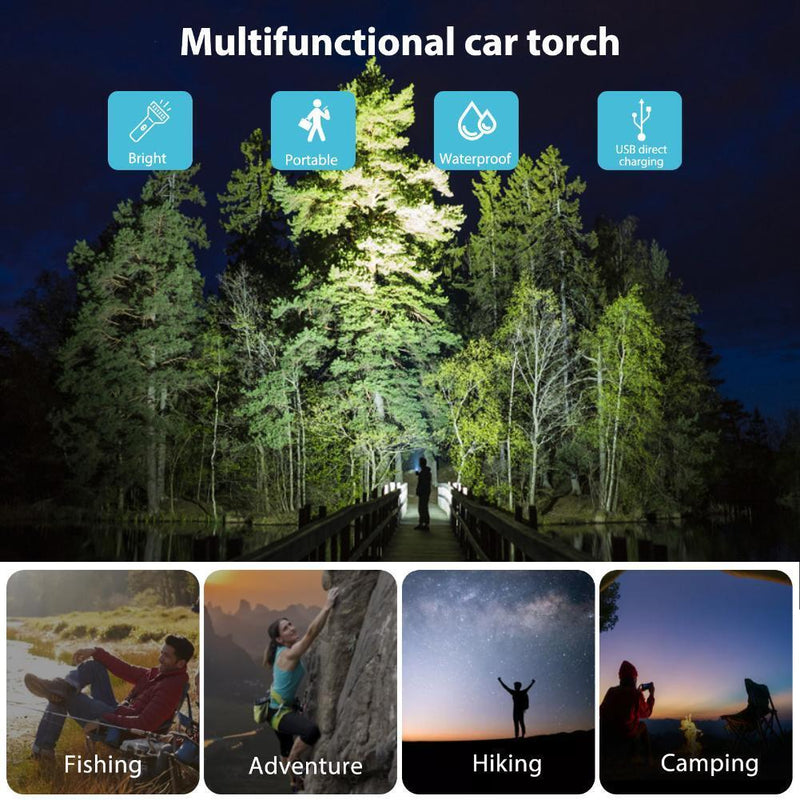 Multi Tool LED Flashlight-Waterproof for Car with Glass Breaker (Red)