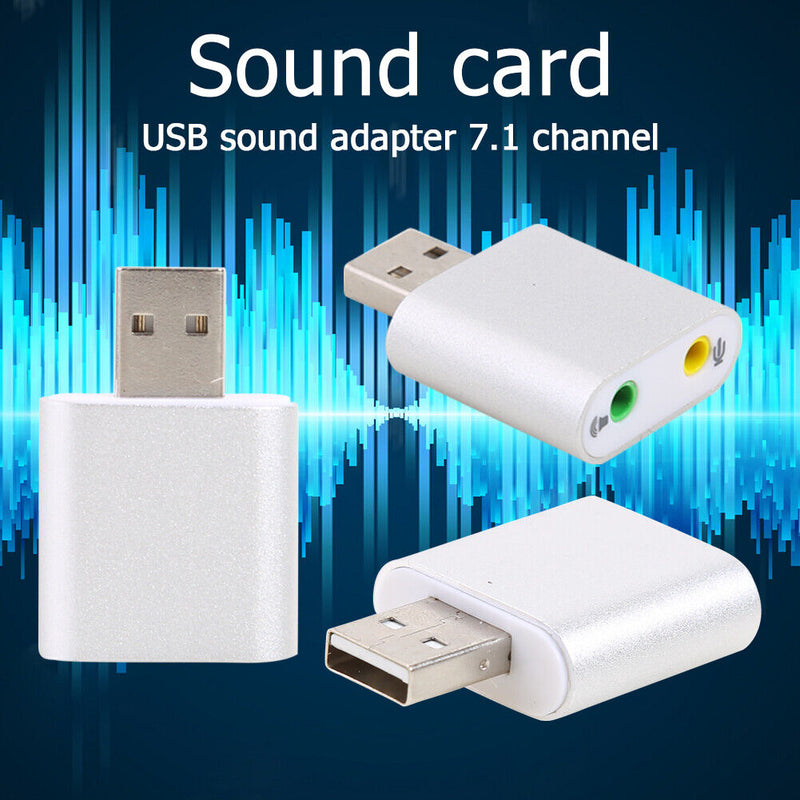 USB Sound Card 7.1 Channel External USB To 3.5mm Audio Adapter for Laptop Newly