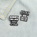Creative Enamel Pins Funny Letters Brooches Cartoon Badges Black White Note