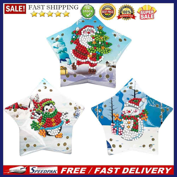 Diamond Painting LED Hanging Star Lights Christmas Tree Ornament Pentagram Light