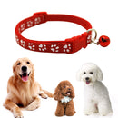 Pet Cat Dog Collar with Bell Footprint Buckle Adjustable Neck Strap (Red) Newly