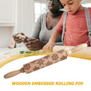 Christmas Gift Pattern Wooden Rolling Pin Dough Engraved Roller DIY Supplie