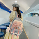 Japanese Harajuku Backpack School Students Hit Color Mochila with Pendant Badge