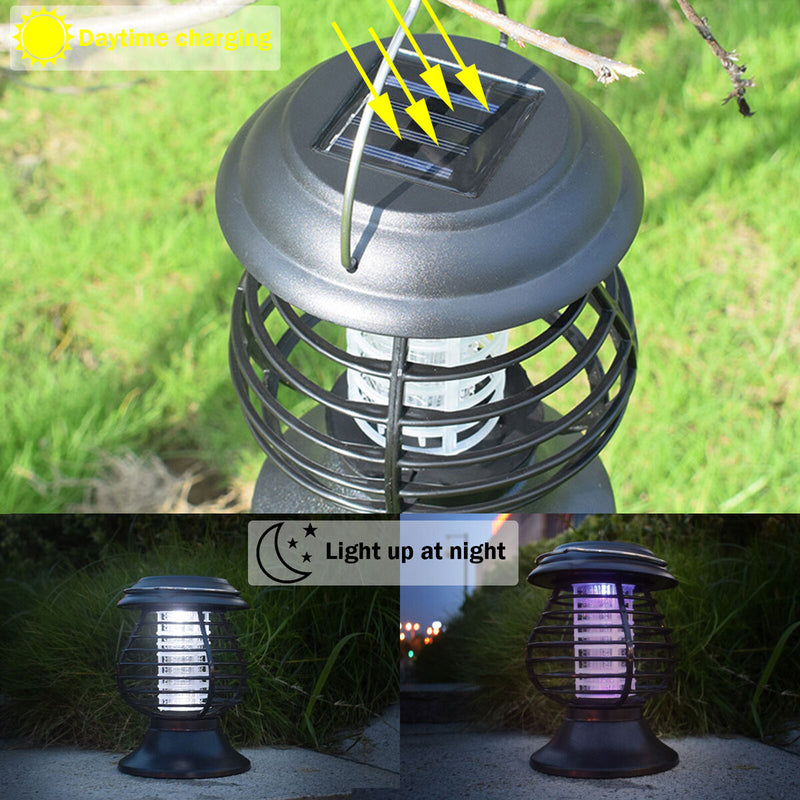Bug Zapper Solar Powered Portable Outdoor Mosquito Killer Fly Trap Lantern Newly