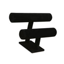Velvet Bracelet Bangle T-Bar Rack Watch Jewelry Display Stand (Black2 Tier)