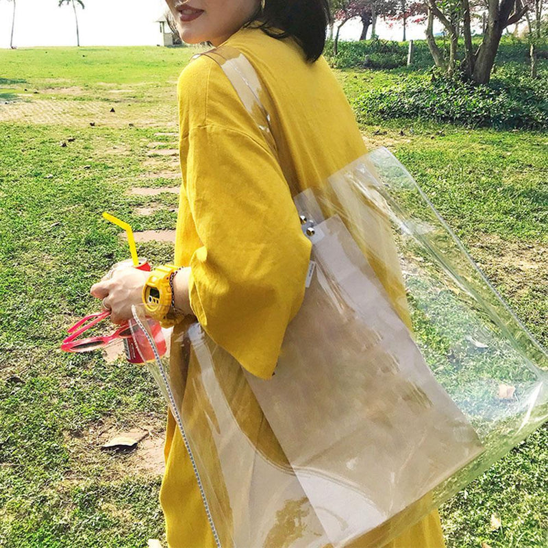 Summer Large Transparent Lady Handbag Travel Beach Shoulder Holiday Shopping Bag