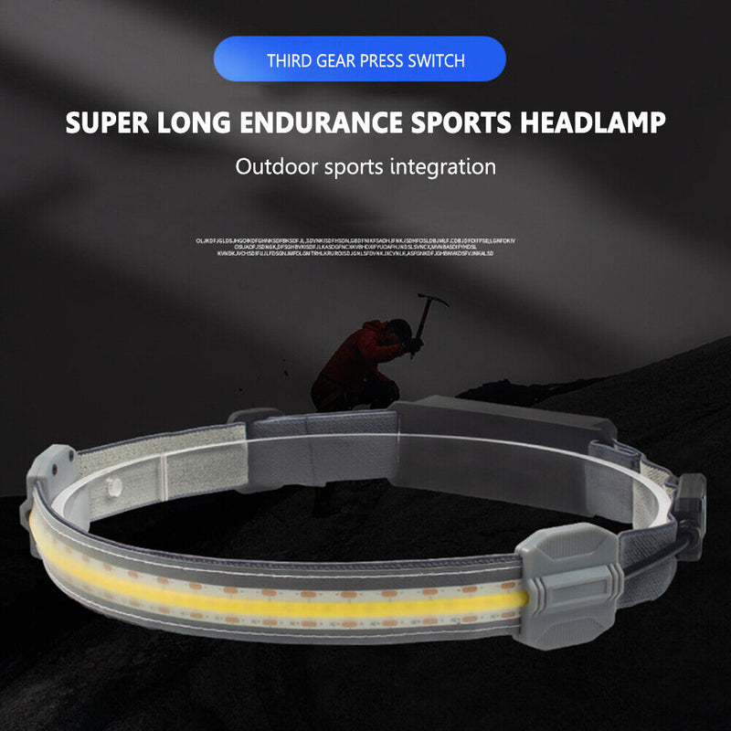 COB Headlamp Mini LED Headlight Flashlight USB Rechargeable Outdoor Work Lights