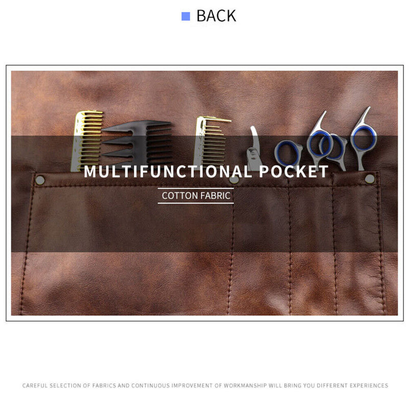 Hairdresser Leather Work Clothes Salon Barber Shop Multi Pockets Denim Apron