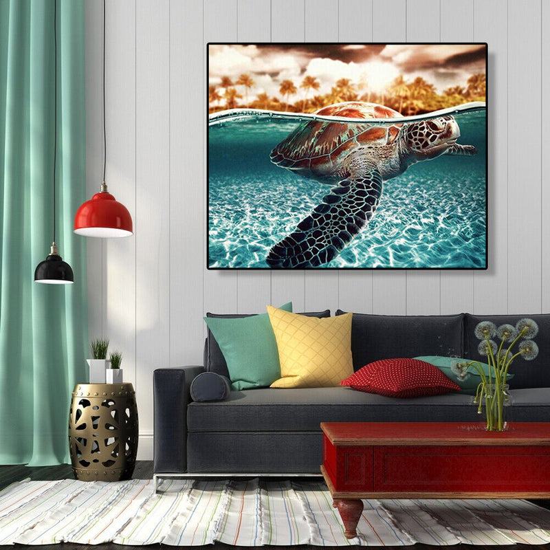 Painting By Numbers DIY Sea Turtle Hand Painted Canvas Oil Art Picture Craft Kit
