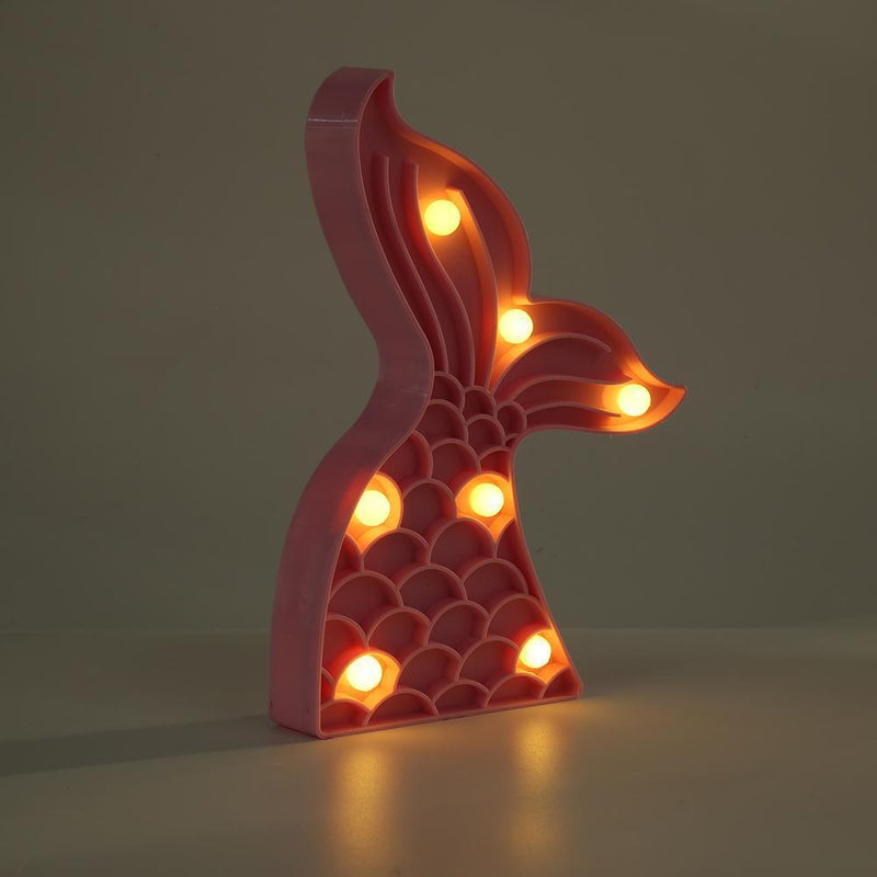 Mermaid Tail LED Night Lamp Children Gift Battery Powered Home Light (Pink)